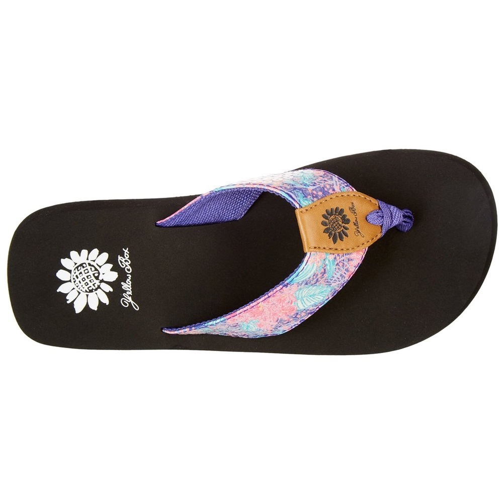 Yellow box flip flops Paislee color purple medium width - Picture 4 of 7